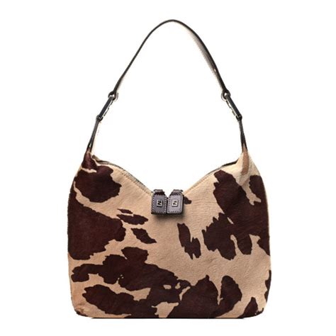 cow print fendi bag|FENDI Calf Hair Cow Print Shoulder Bag Brown .